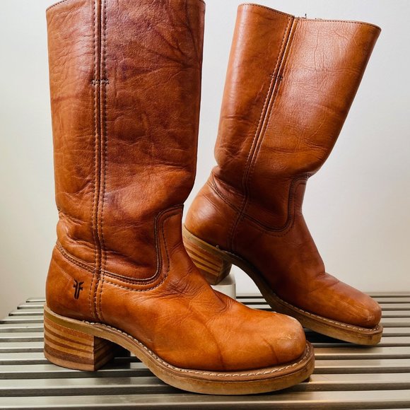 Frye Shoes - FRYE - Leather Campus Boot with Stacked Heel -  size Women's 6 - Great Condition